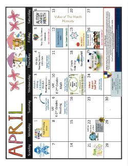 April Breakfast and Lunch Calendars